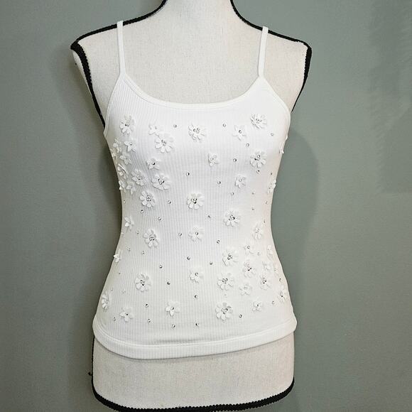 A New Day Women's Size XS Floral Embellished Tank Top NWT - Picture 1 of 5